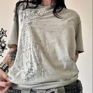 Affliction Tan Cream Graphic Short Sleeve Tee